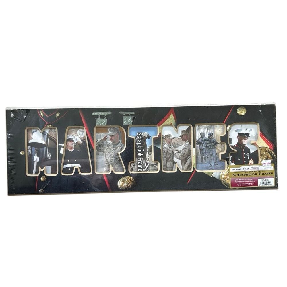 USMC Marines Decorative Scrapbook Picture Frame ArtWorks Wood Collage New Sealed
